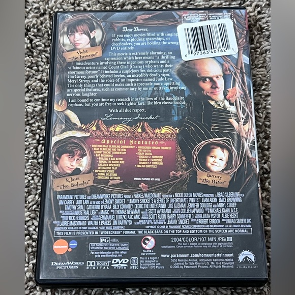 ❗️5/$10 - Lemony Snicket's A Series of Unfortunate Events DVD - Picture 2 of 3